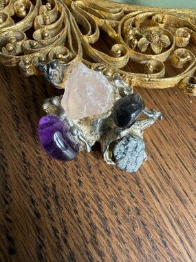 Brutalist Gemstone Brooch from 60s
